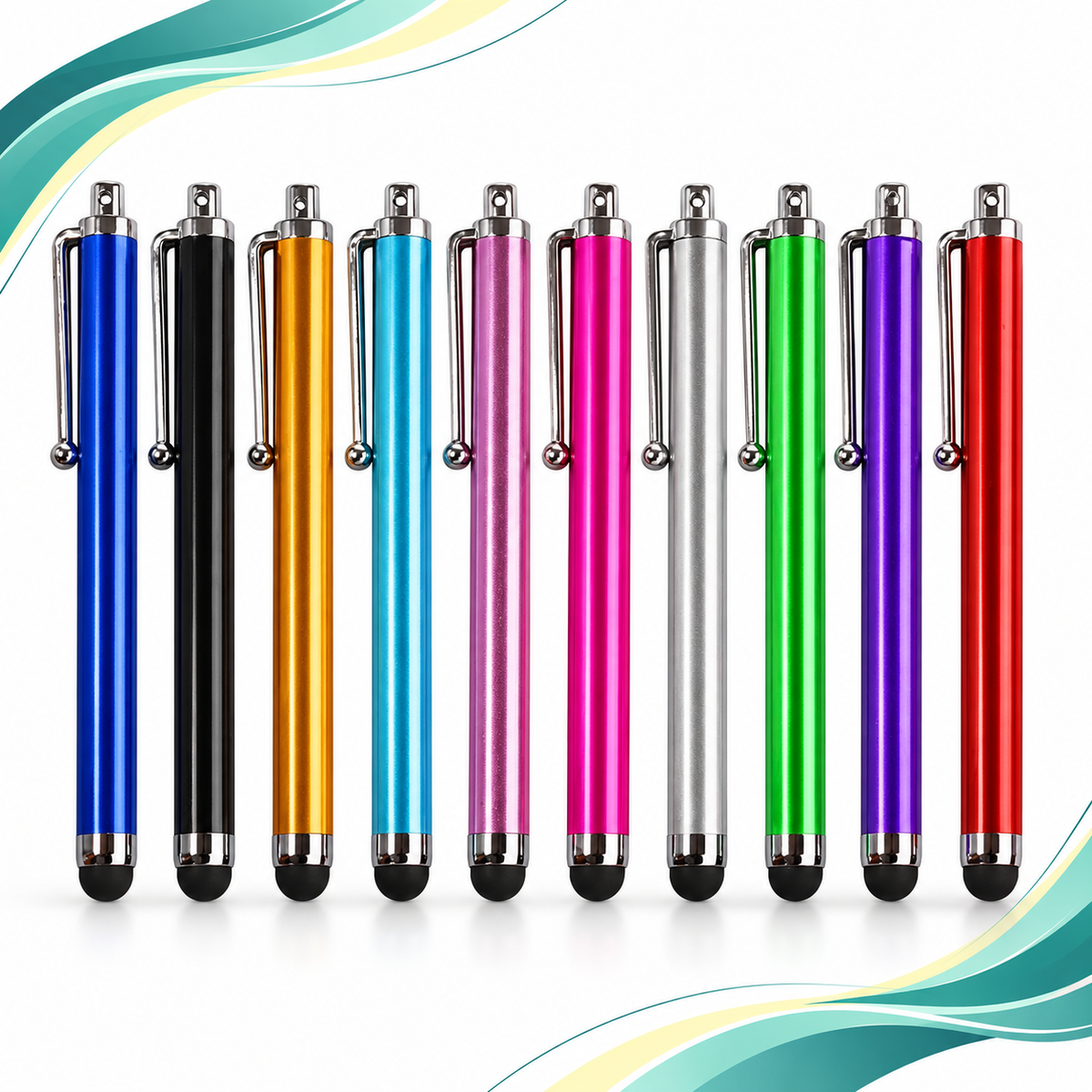 10 Pack Universal Touchscreen Stylus Pens – Multi-Colour Capacitive Touch Pens for Smartphones & Tablets