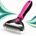 Pet Deshedding Brush for Dogs & Cats – Stainless Steel Grooming Comb with Ergonomic Non-Slip Handle