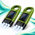 2 Pack Solar Powered LED Emergency Flashlights with Hand Crank, Built-In Battery & Portable Hook